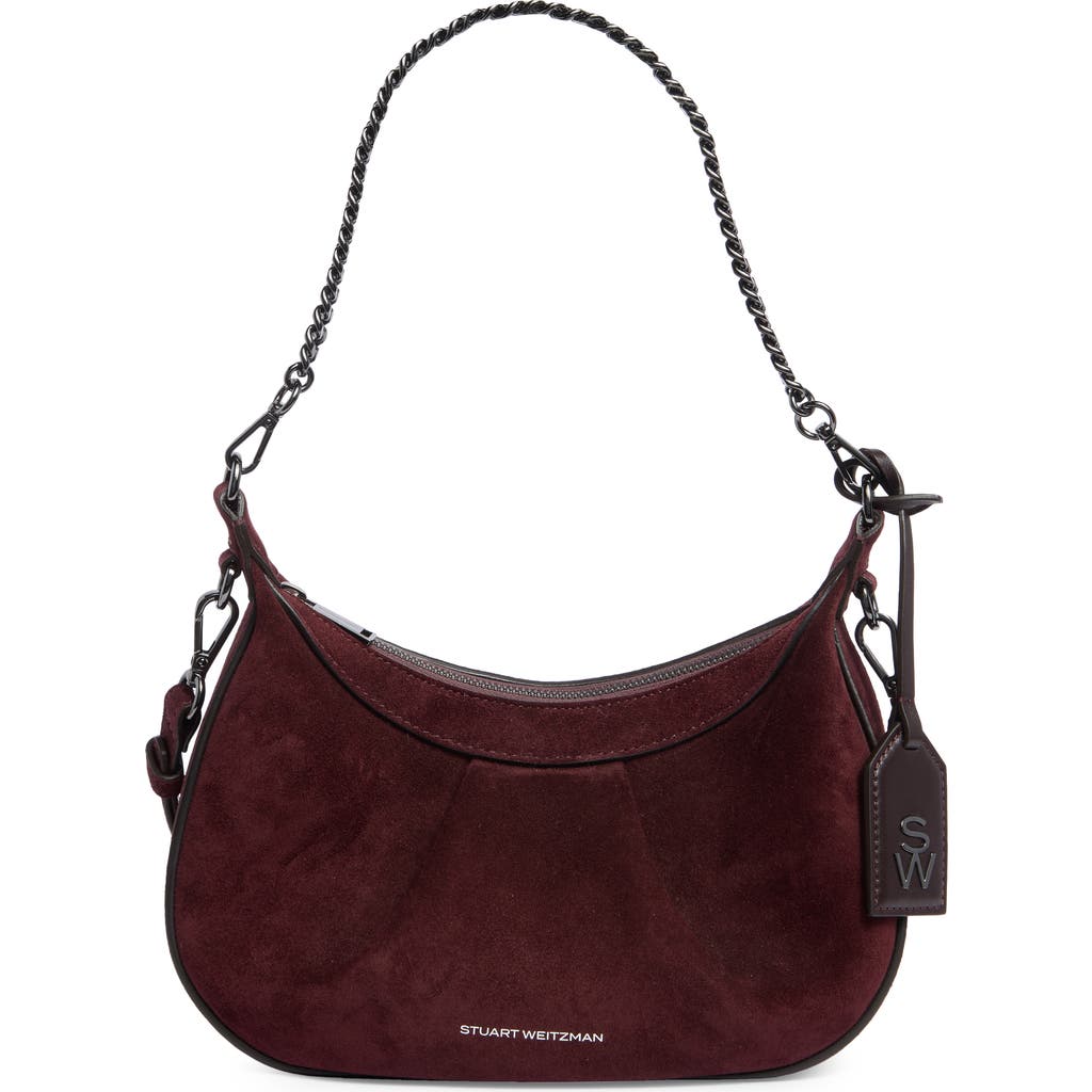 Stuart Weitzman Stellar Crescent Crossbody Bag In Burgundy