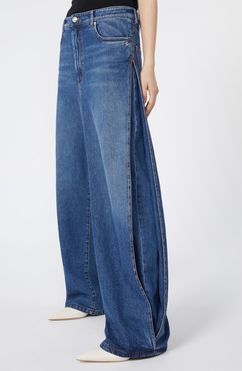 SPORTMAX Gastone Pleated Wide Leg Jeans, Alternate, color, Midnight Blue