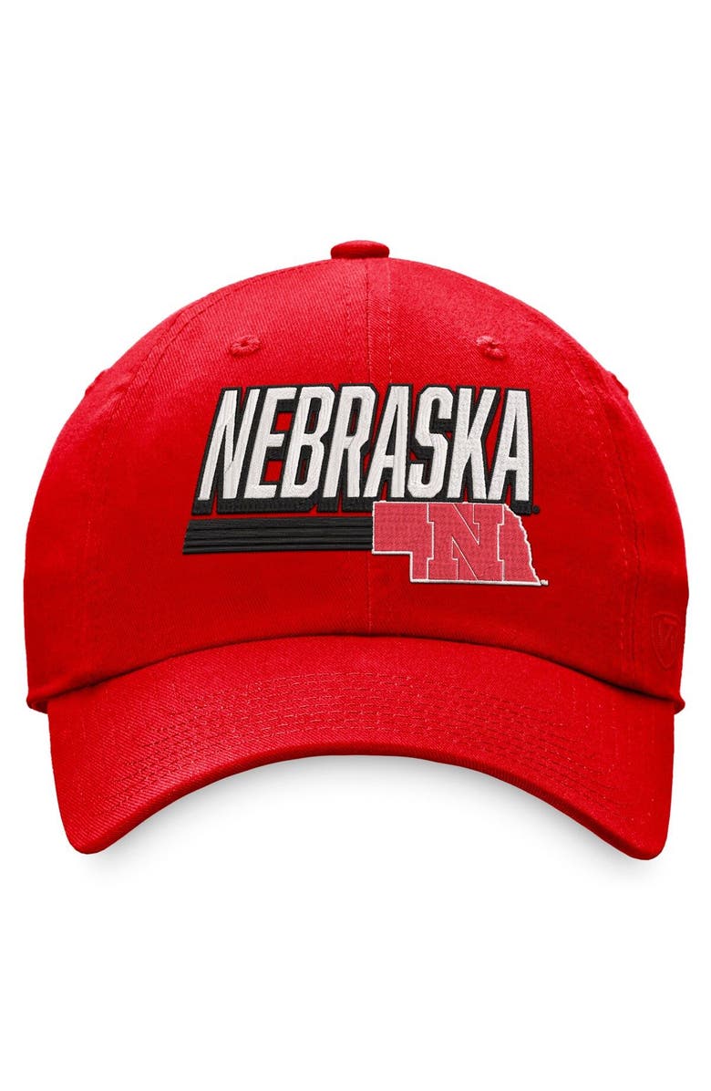 TOP OF THE WORLD Men's Top of the World Red Nebraska Huskers Slice Adjustable Hat, Alternate, color, Red