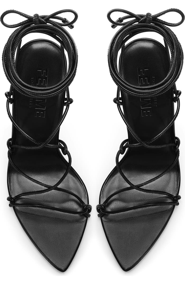 FEMME LA Sin Ankle Wrap Pointed Toe Sandal, Alternate, color, Black