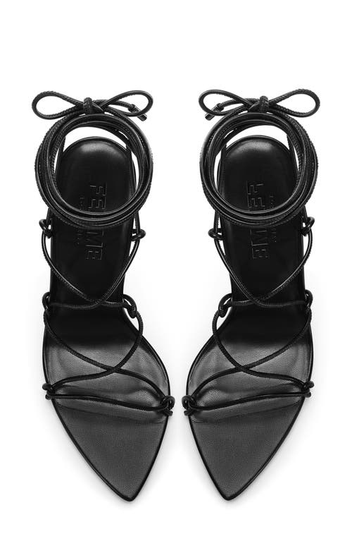 Femme La Sin Ankle Wrap Pointed Toe Sandal In Black