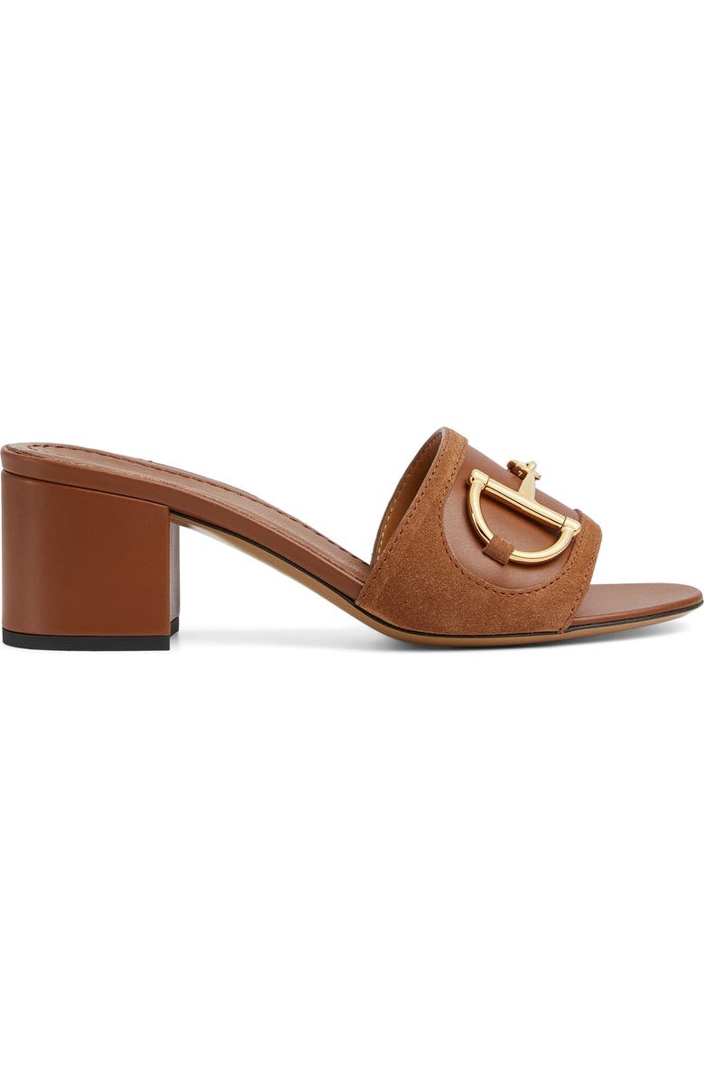 Gucci Alfa Horsebit Slide Sandal, Alternate, color, Brown