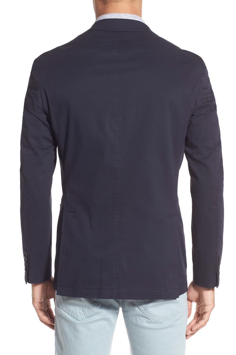 Trim Fit Stretch Cotton Blazer, Alternate, color, NAVY