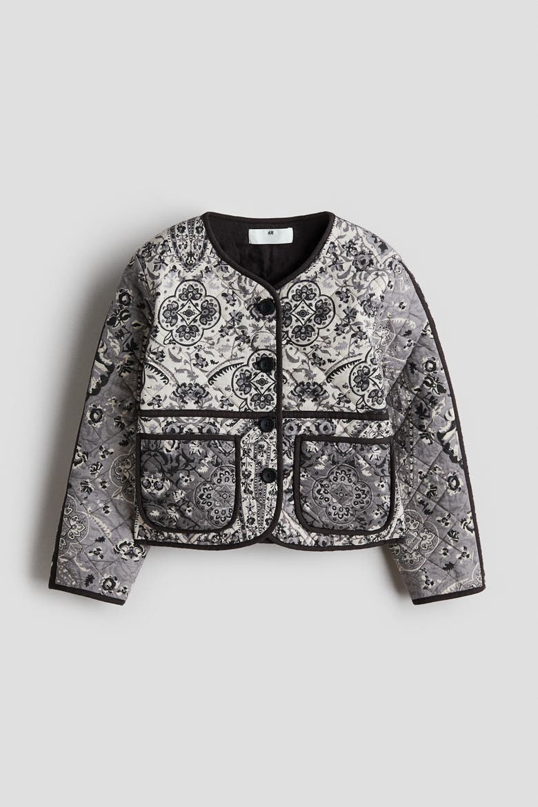 Quilted Cotton Jacket, Main, color, Dark gray/patterned