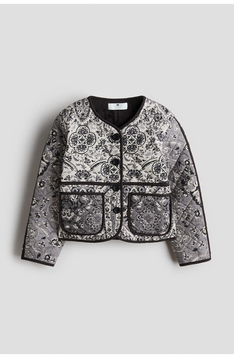 H&M Quilted Cotton Jacket, Main, color, Dark Gray/Patterned