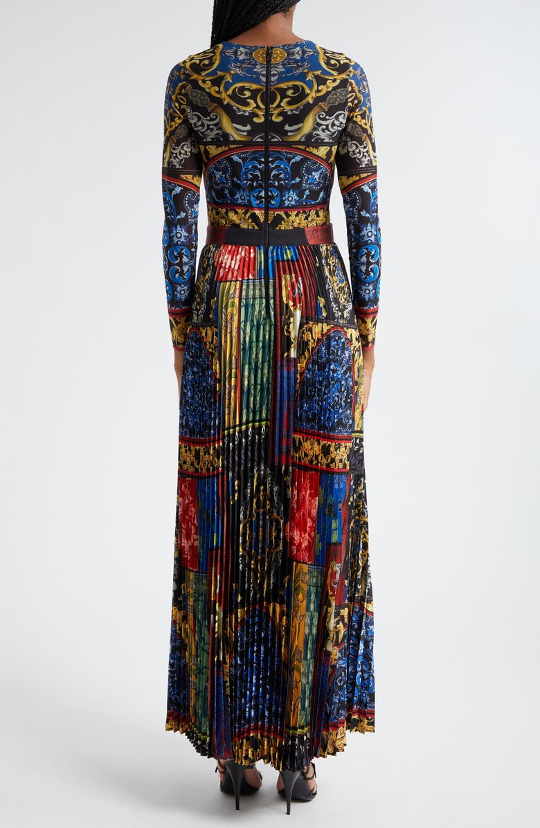 Alice + Olivia Ivey Long Sleeve Pleated Maxi Dress, Alternate, color, 