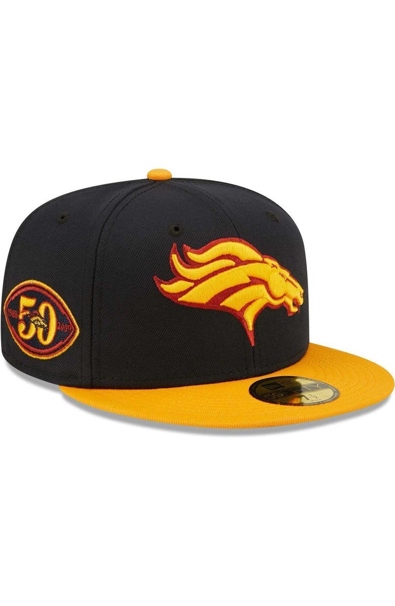 New Era Men's New Era Navy/Gold Denver Broncos 50th Anniversary 59FIFTY Fitted Hat, Main, color, 
