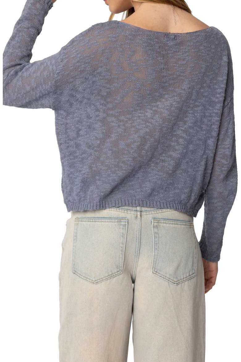 Bri One-Shoulder Open Stitch Sweater, Alternate, color, BLUE