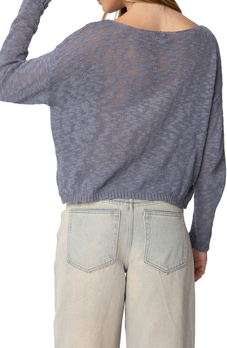 EDIKTED Bri One-Shoulder Open Stitch Sweater, Alternate, color, Blue