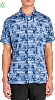 CONSTRUCT Regular Fit Desert Print Recycled Performance Golf Button-Down Shirt