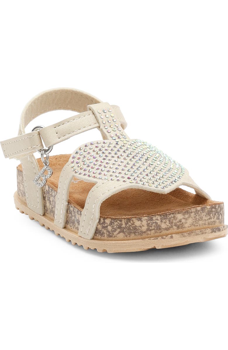 bebe Rhinestone Embellished Sandal, Main, color, Tan