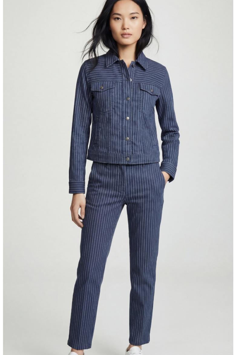 Dynamic Dina Striped Ultralight Tapered Ankle Pant, Main, color, Pinstriped True Blue/White