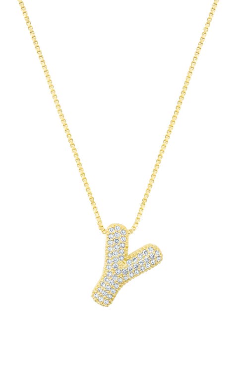 Pavé Bubble Initial Pendant Necklace