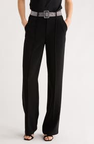 Cinq à Sept Ester Rhinestone Belt Crepe Pants