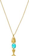 BY ADINA EDEN Colored Gemstone Fish Drop Necklace
