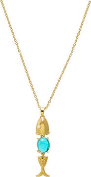 BY ADINA EDEN Colored Gemstone Fish Drop Necklace