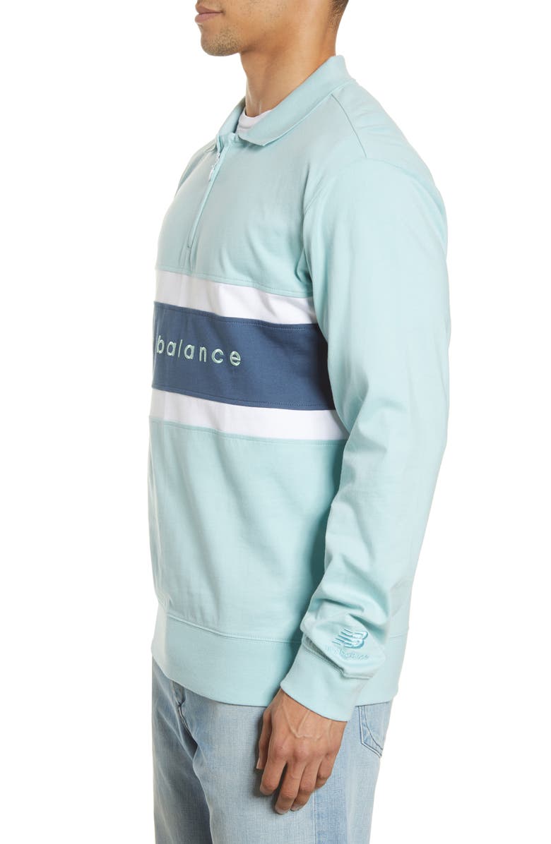 New Balance Prep Stripe Zip Rugby Shirt, Alternate, color, 