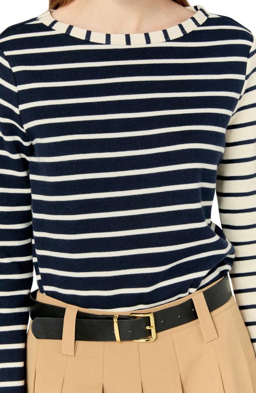 English Factory Multistripe Cotton T-shirt In Navy Multi