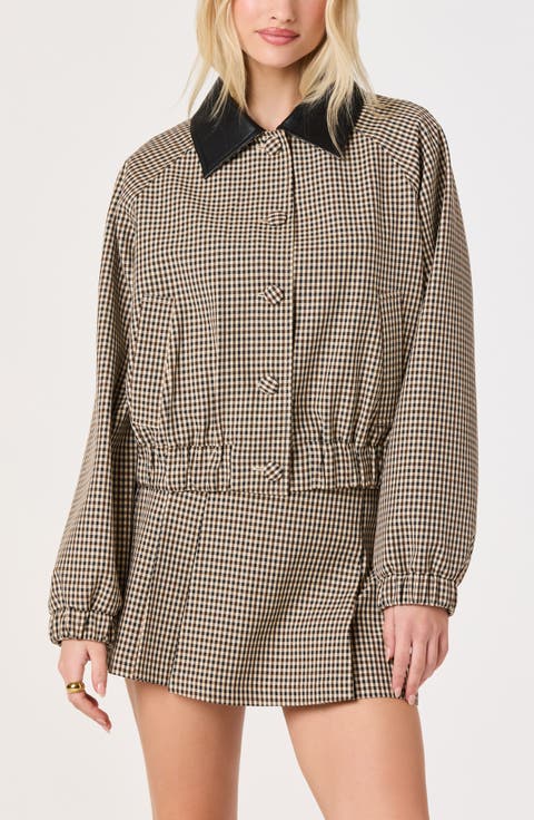 Billie Gingham Jacket with Faux Leather Collar