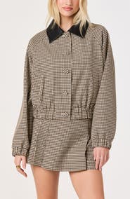 ASTR the Label Billie Gingham Jacket with Faux Leather Collar