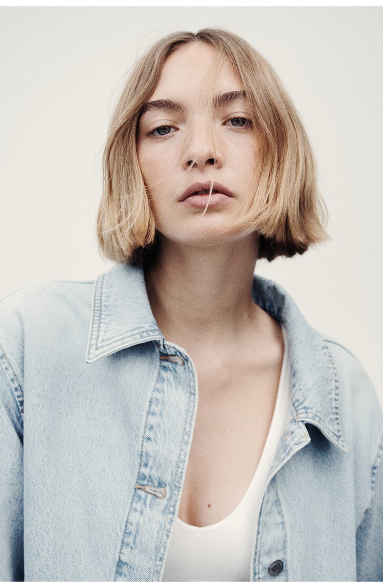 H&M Denim Shacket, Alternate, color, Light Denim Blue