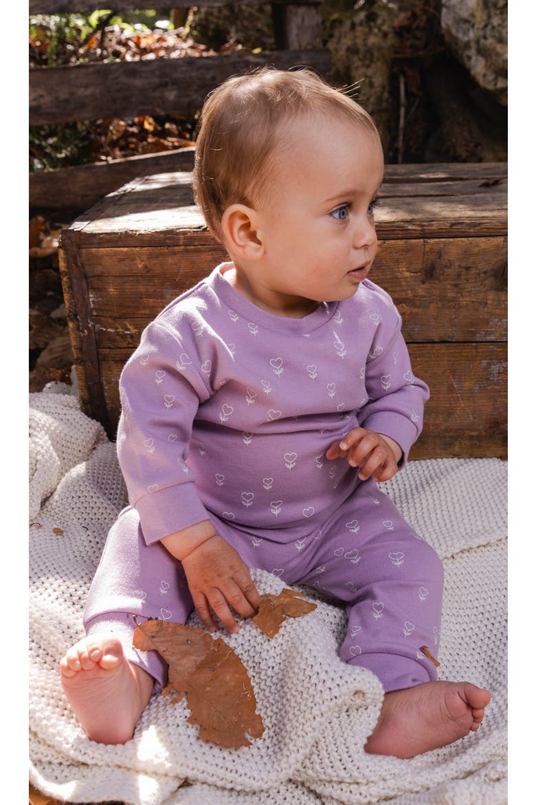 Organic Cotton Floral Soft Cozy Pants and Long Sleeve Top Set, Alternate, color, Purple Floral Print