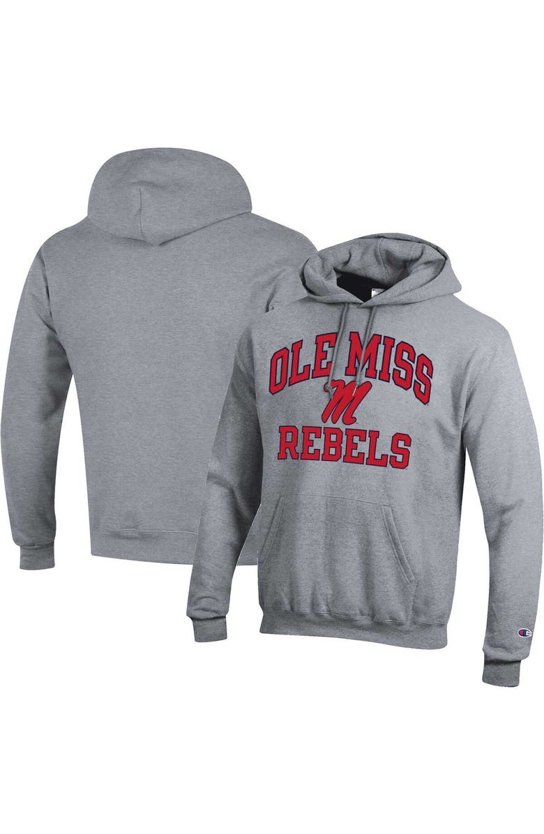 Champion Men's Champion Heather Gray Ole Miss Rebels High Motor Pullover Hoodie, Main, color, Heather Gray