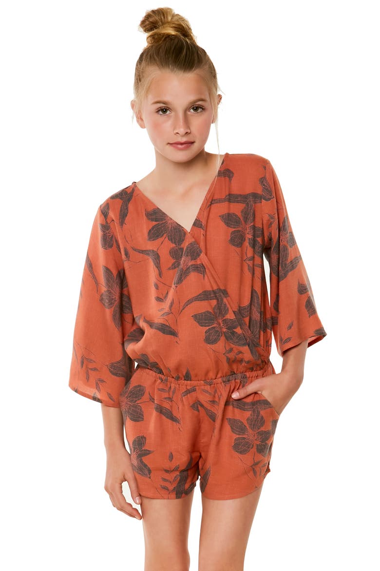 Joanie Wrap Front Romper, Alternate, color, TERRACOTTA