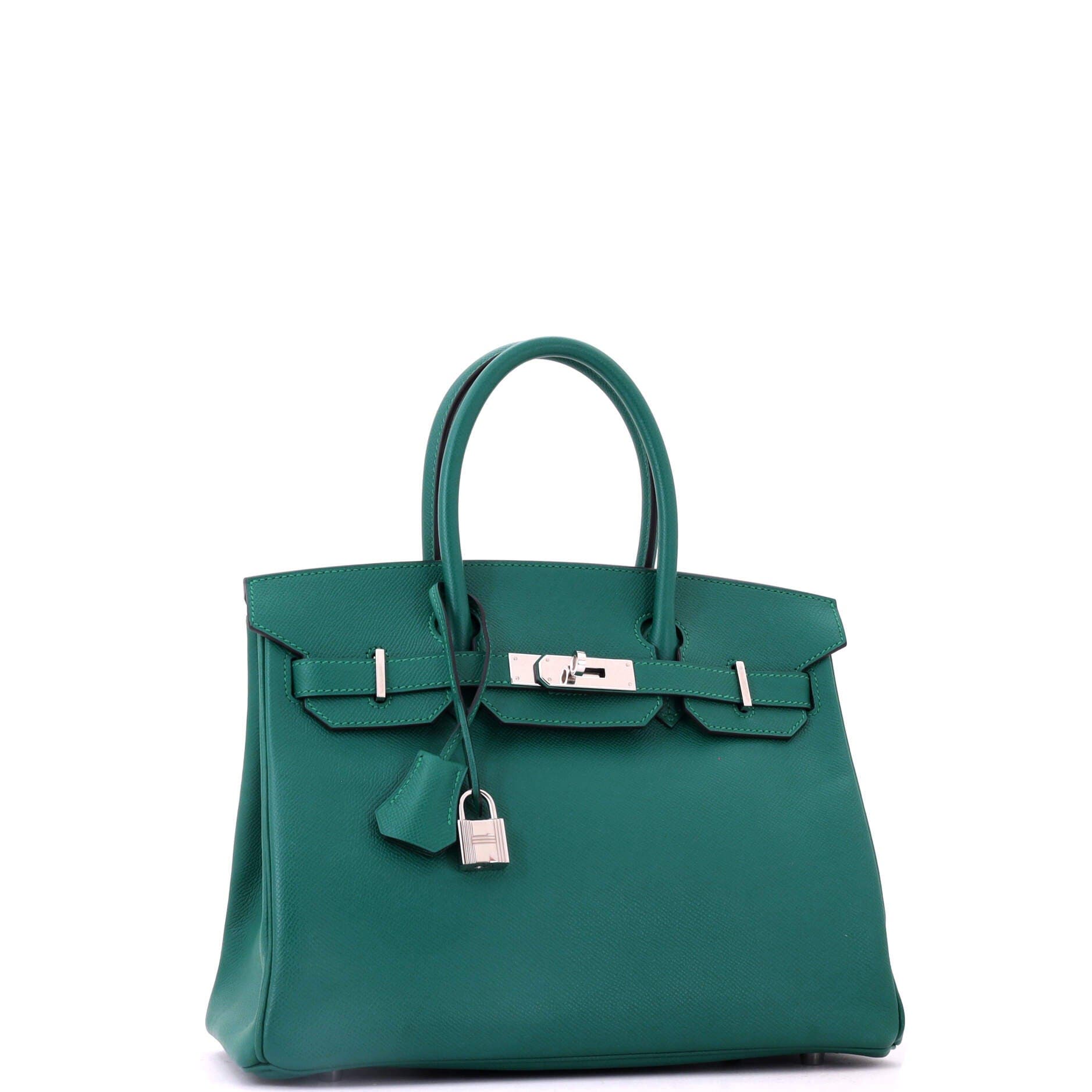 Birkin Handbag Green Epsom with Palladium Hardware 30, Alternate, color, Green