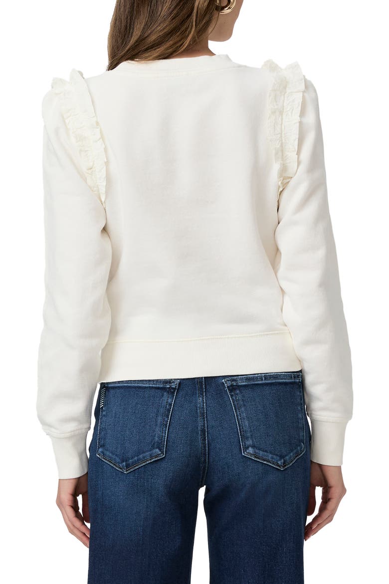 Alfirs Ruffle Accent Cotton Sweatshirt, Alternate, color, IVORY