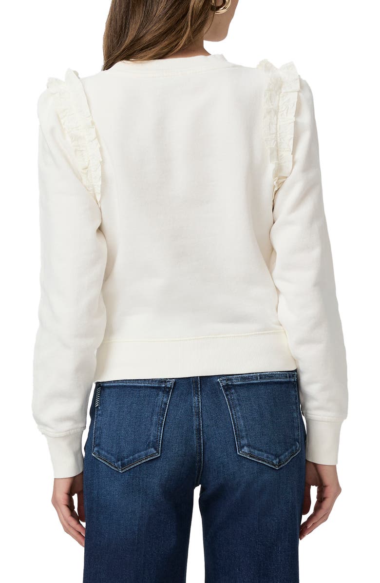 PAIGE Alfirs Ruffle Accent Cotton Sweatshirt, Alternate, color, Ivory