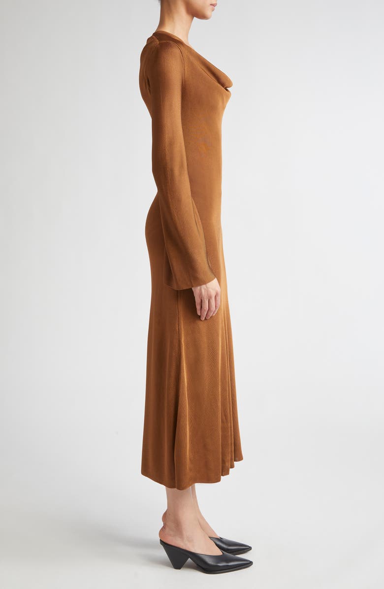 Altuzarra Milda Cowl Neck Long Sleeve Jersey Dress, Alternate, color, Saddle