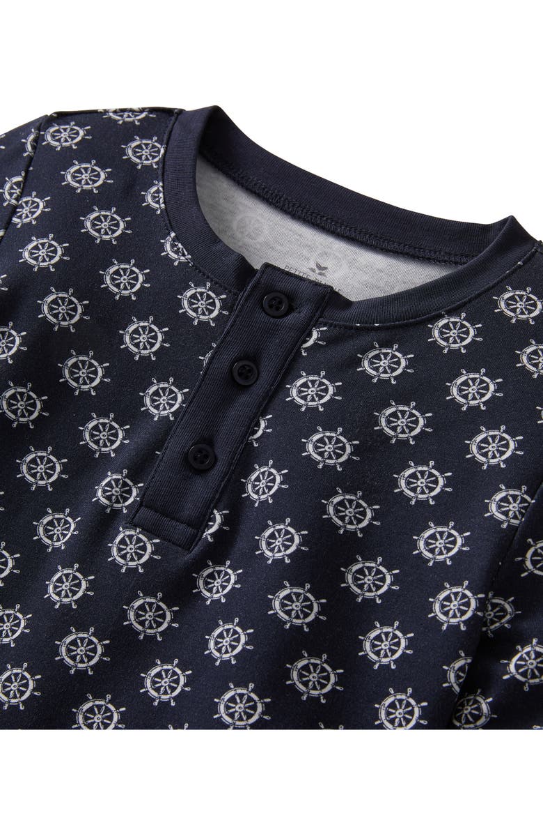 Petite Plume Kids' Captain's Compass Fitted Two-Piece Pima Cotton Pajamas, Alternate, color, Navy