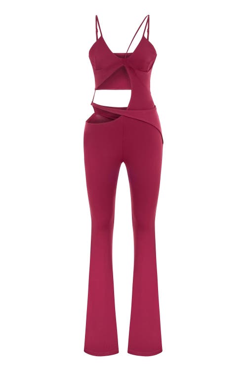 Jendue Cielo Cut Out Jumpsuit In Red