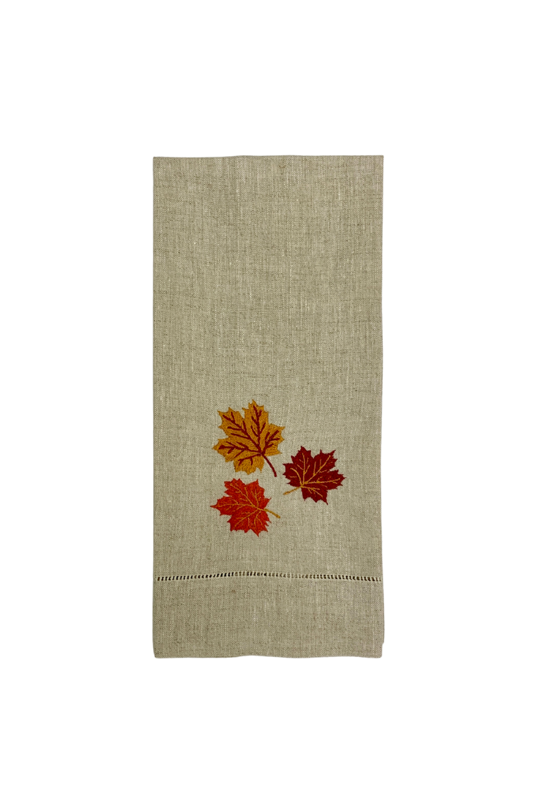 Autumn Leaves Tea Towel, Main, color, Green