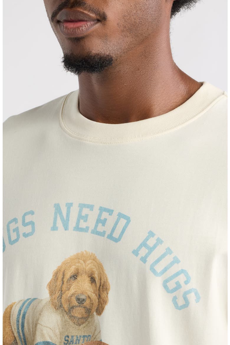 Thugs Need Hugs Football Graphic T-Shirt, Alternate, color, IVORY