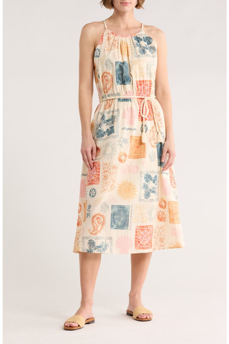 Aimee High Neck Sundress, Main, color, MULTI COLORED SHELLS