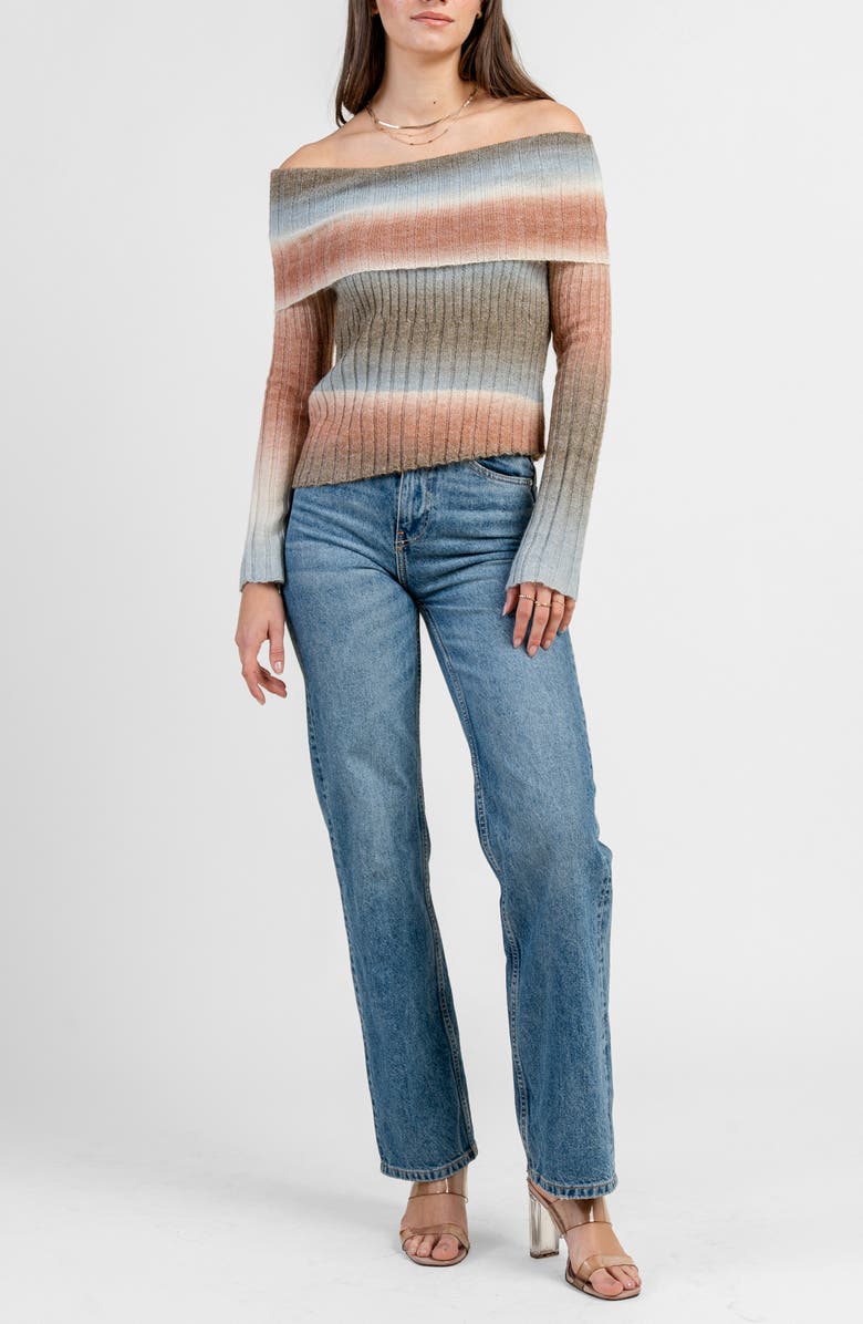 Beivy Off The Shoulder Sweater, Alternate, color, Olive Multi