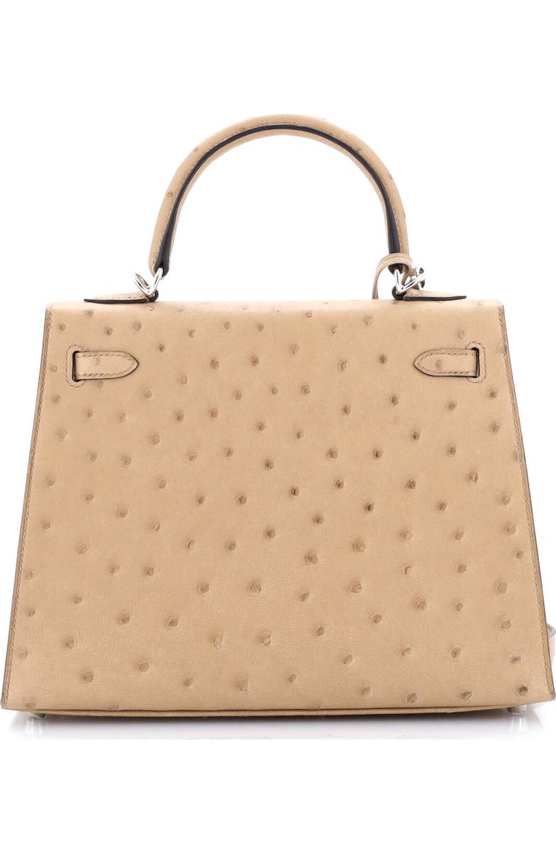 Pre-Owned Hermes Kelly Handbag Brown Ostrich with Palladium Hardware 25, Alternate, color,