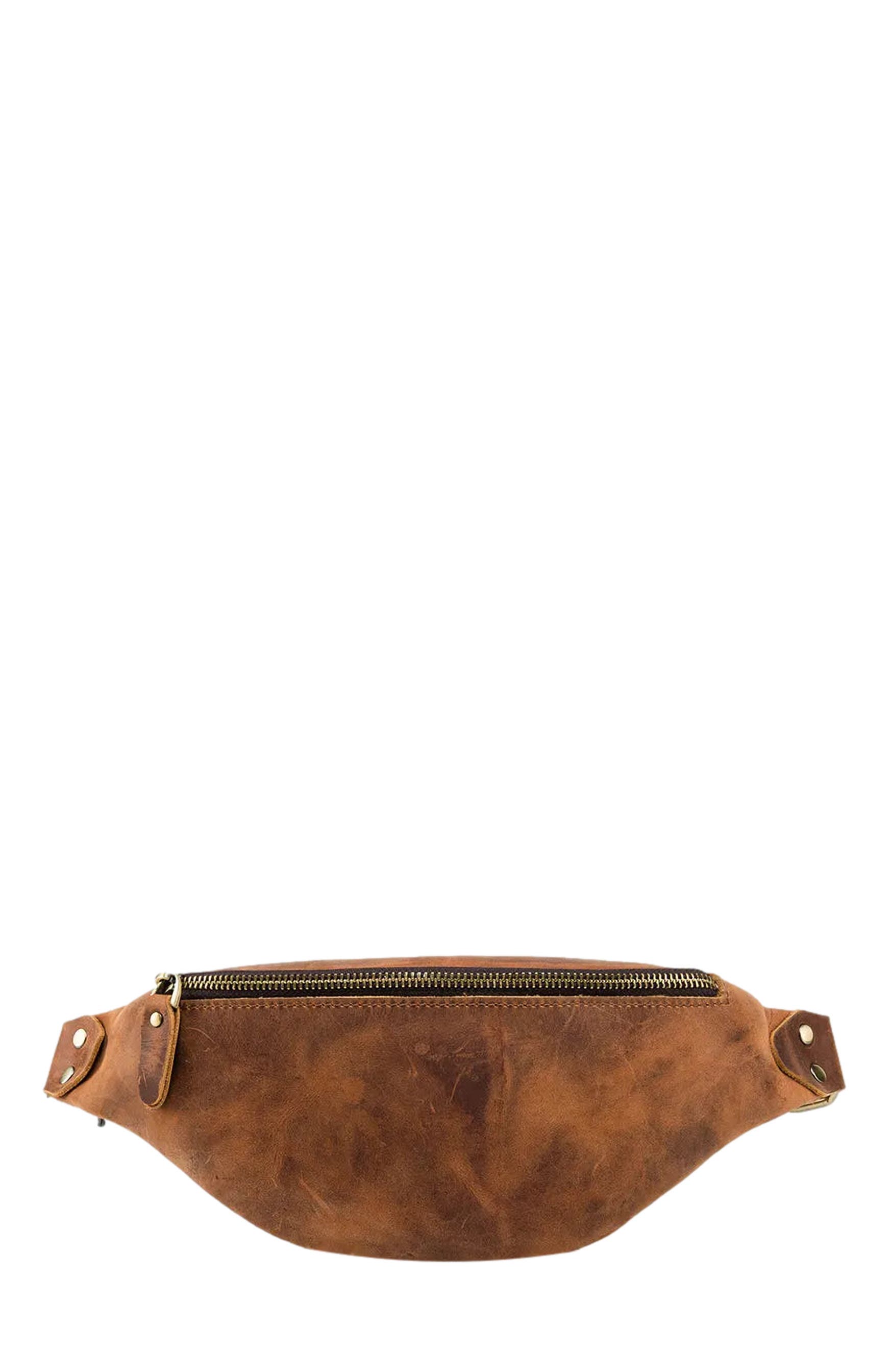 STEEL HORSE LEATHER Wagner Leather Waist Bag | Full Grain Leather Fanny Pack, Alternate, color, Brown