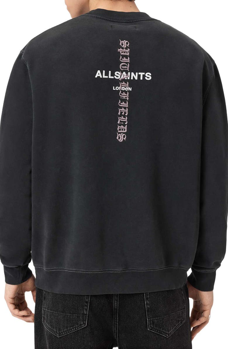 AllSaints Knox Cotton Crewneck Sweatshirt, Alternate, color, 