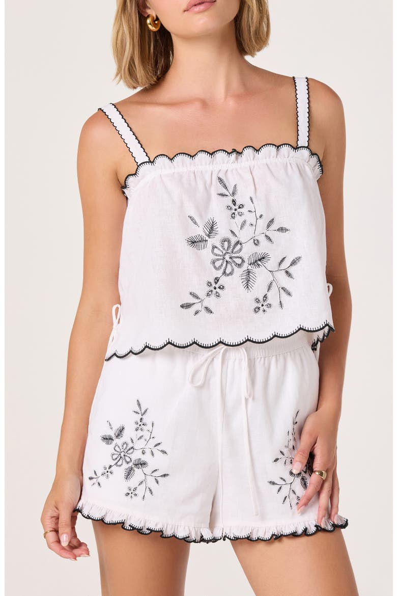 Sadie Embroidery Linen Blend Camisole, Main, color, OFF WHITE
