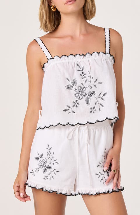 Sadie Embroidery Linen Blend Camisole