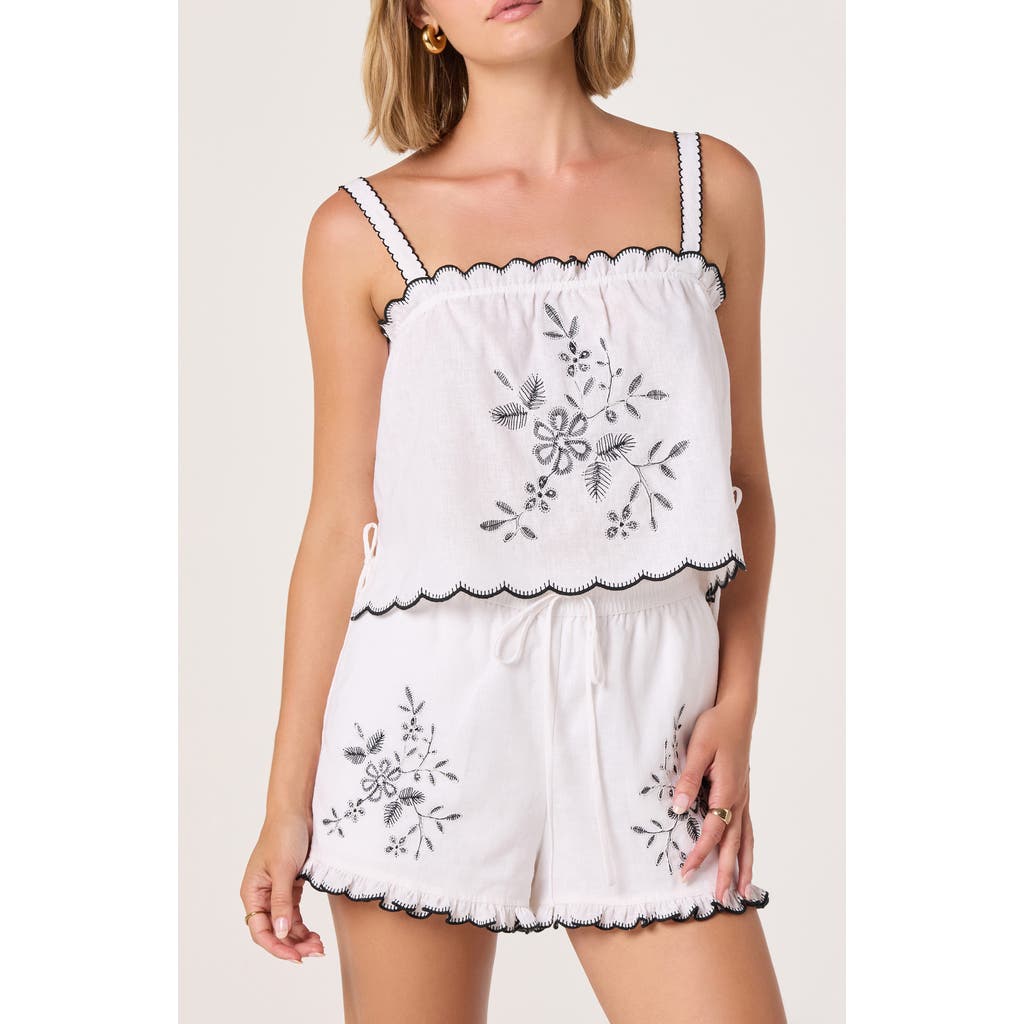 Astr The Label Sadie Embroidery Linen Blend Camisole In White