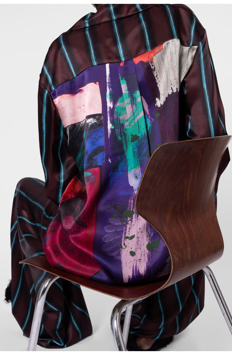 Roksanda Delan Printed Silk Shirt, Alternate, color, Calliope / Aqua