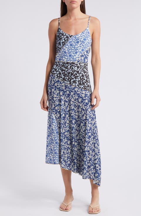 Mixed Floral Asymmetric Knit Dress