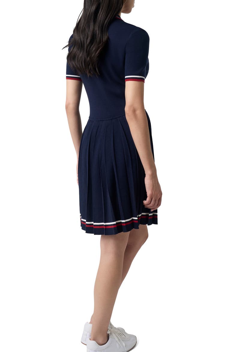 Marilyn Short Sleeve Polo Sweater Dress, Alternate, color, NAVY