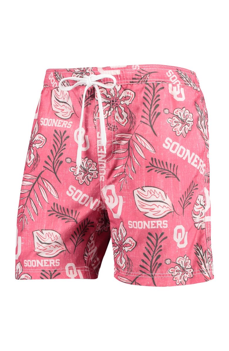 Wes & Willy Men's Wes & Willy Crimson Oklahoma Sooners Vintage Floral Swim Trunks, Alternate, color, Crimson