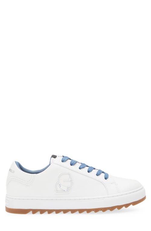 Karl Lagerfeld Paris Karl Head Leather Sneaker In White/blue