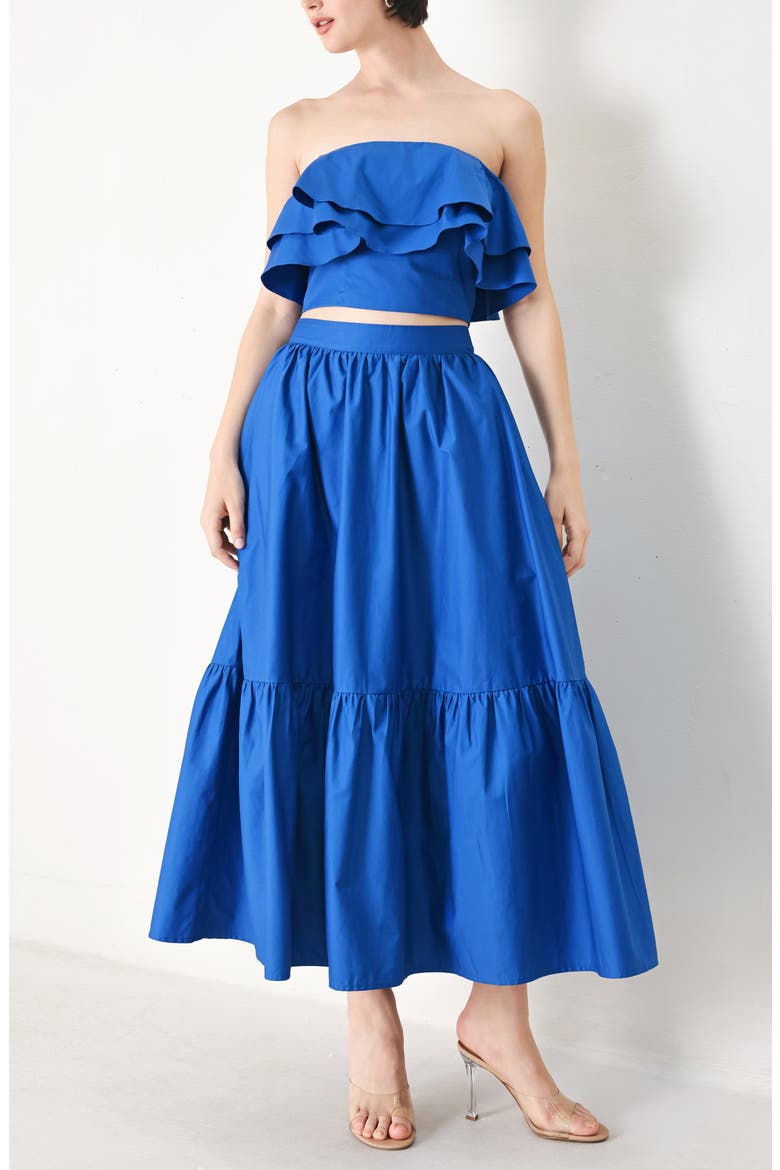 Ruffle Tube Top, Alternate, color, BLUE